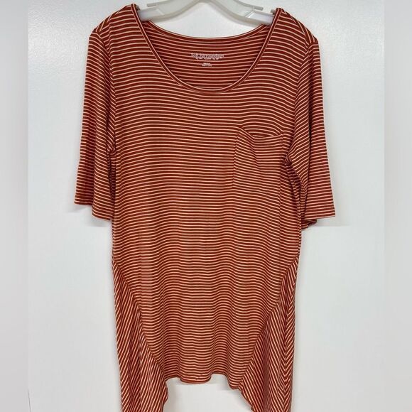 Soft Surroundings Terra Orange & White Striped Tunic Size Medium - Picture 2 of 11